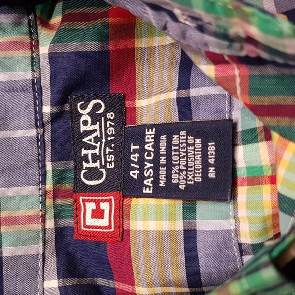 Chaps boys size 4/4T button down plaid shirt New no tags - Picture 3 of 3